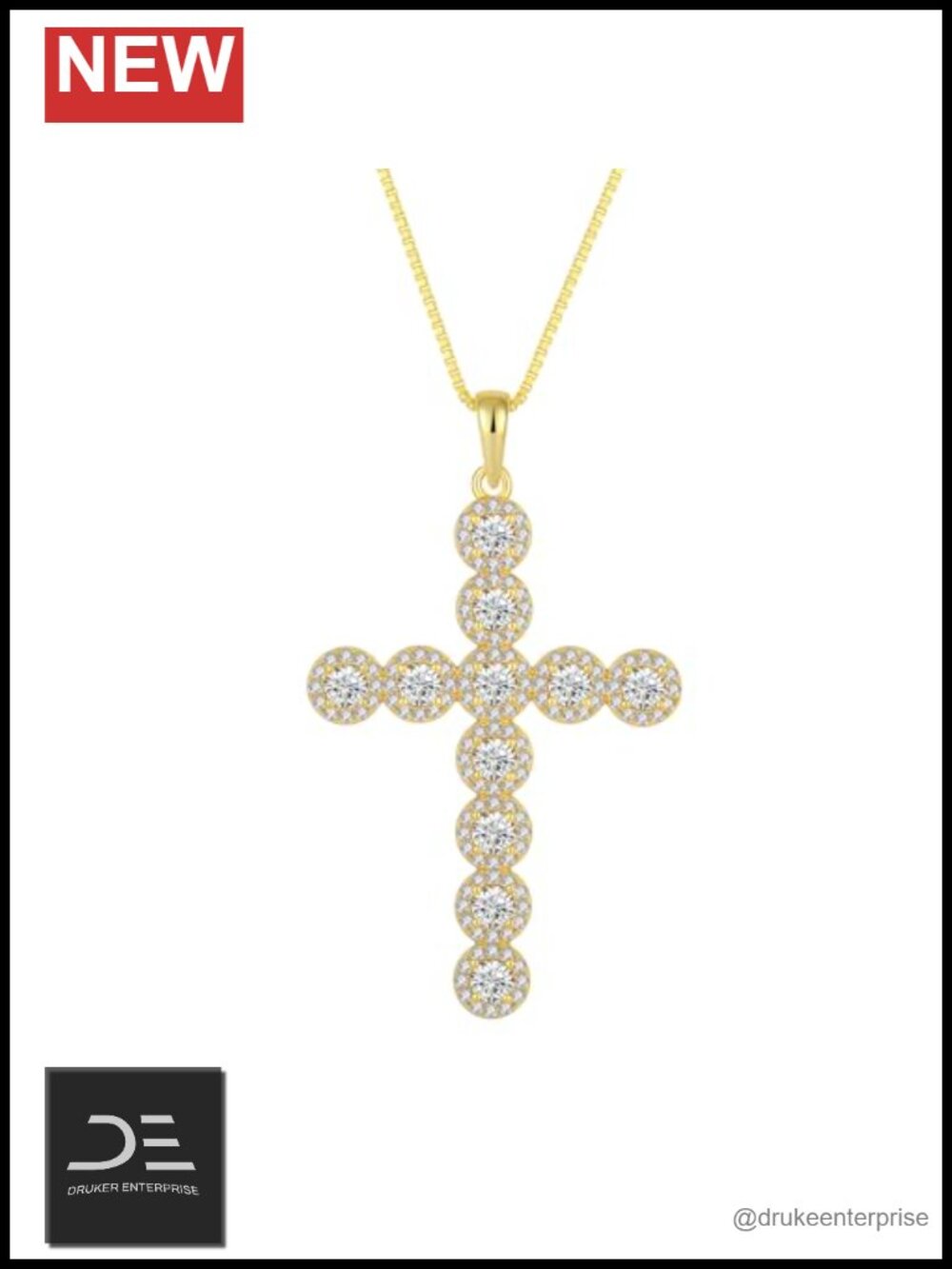 925 Sterling Silver Cross Pendant Necklace Women's Birthstone 5A Gemstone